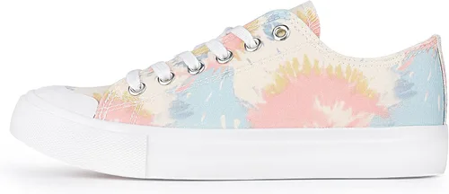 Vista 5 de JENN ARDOR Zapatillas de lona clásicas de corte bajo con cordones para mujer zapatos casuales de moda cómodos zapatos planos para caminar