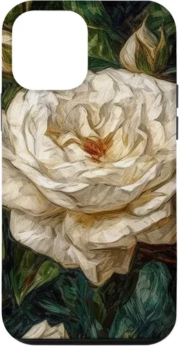 Vista 16 de iPhone 16 Van Gogh Art White Flower White Roses Case