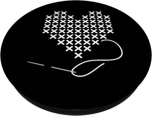 Vista 2 de I love Cross Stitch Corazón and Needle en blanco PopSockets PopGrip: agarre intercambiable para teléfonos y tabletas
