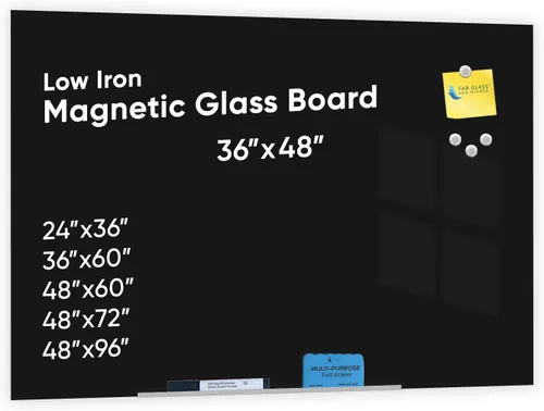 Vista 32 de Fab Glass and Mirror - Pizarrón magnético de vidrio con borrador, Negro