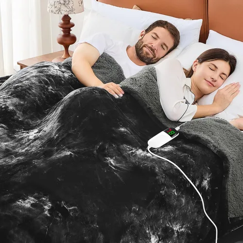 Vista 12 de greenoak Manta eléctrica con calefacción, manta térmica de piel sintética Sherpa para sofá cama, regalos cálidos de invierno para mujeres/ella