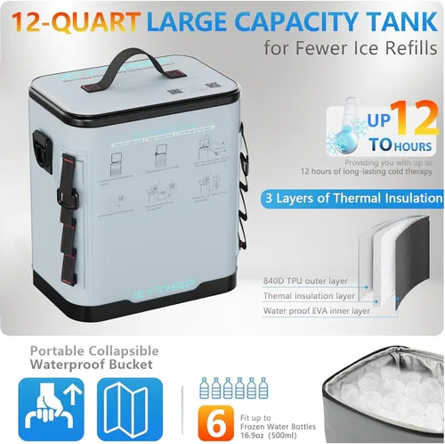 Vista 3 de ICYTHRP Máquina de terapia de frío con temporizador programable, máquina de hielo portátil para cadera después de la cirugía, sistema
