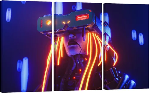 Vista 30 de Lienzo decorativo para pared, diseño de ciudad futurista Cyberpunk para sala de estar, impresión multipanel, obra de arte de cocina, pintura