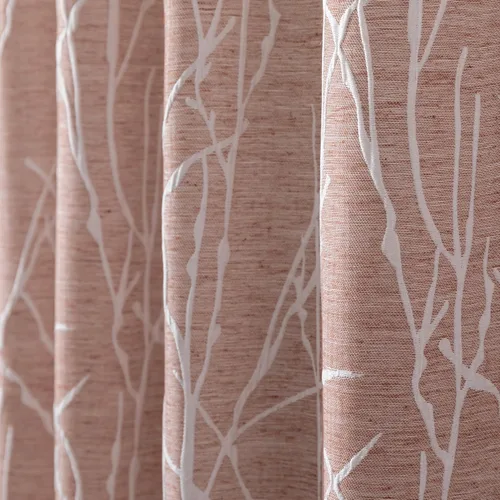 Vista 19 de Pitalk - Cortinas con patrón beige de 63 pulgadas de largo para dormitorio, 2 paneles con pestaña trasera y bolsillo, diseño de ramas de árbol