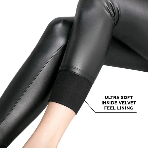 Vista 4 de Leggings de piel sintética con cintura alta y control de abdomen para mujer