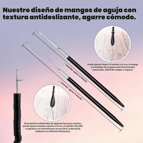 Vista 4 de Herramientas de extensión de cabello, kit de extensiones de cabello microenlaces multifuncionales para extensiones de cabello micro cuentas, kit