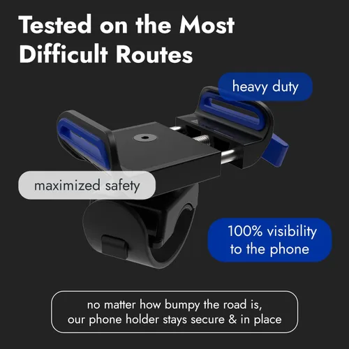 Vista 4 de BiKase Práctica abrazadera para teléfono, soporte de teléfono resistente para bicicleta, ajuste universal, ideal para manillares, bicicletas