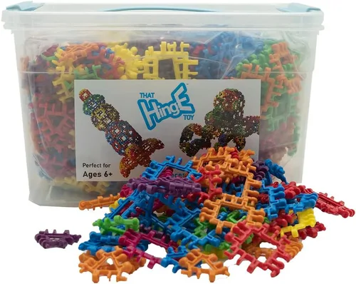 Vista 11 de That Hinge Toy - Juego de 82 piezas azul + rosa, animal + más juguete de construcción STEM