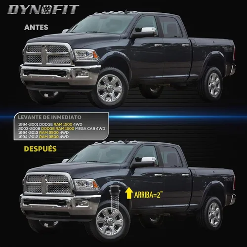 Vista 7 de Dynofit Kits de elevación de nivelación de 2 pulgadas para 4WD Dodge Ram 2500/3500 (1994-2013), suspensión delantera Kit de nivel de 2 pulgadas