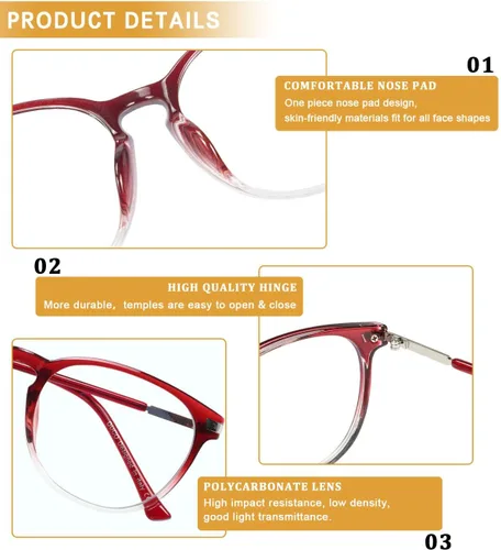 Vista 3 de DUCO Lentes de bloqueo de luz azul para lectura de computadora para hombres y mujeres DC5204