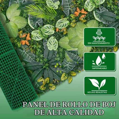 Vista 4 de Grooy Pared de césped artificial de 40 x 120 pulgadas (33.33 pies cuadrados), pared de fondo de vegetación con paneles de césped falso antirayos UV
