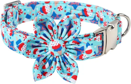 Vista 9 de Maca Bates - Collar de perro con bandera estadounidense del 4 de julio con pajarita para perros, corbatín de 4 de 7 banderas, azul, ajustable