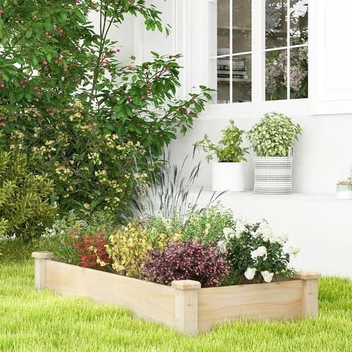 Vista 8 de Conjunto de cama de jardín elevada de madera Giantex, caja de plantación rectangular para verduras, frutas, flores, hierbas, cama de plantación