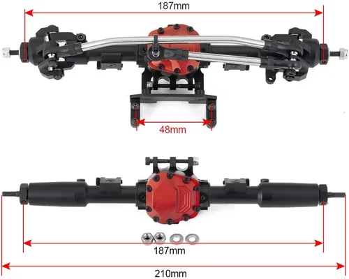 Vista 2 de Aleación completa eje delantero y eje trasero actualización de engranaje de acero para 1:10 Axial SCX10 II 90046/90047 SCX10 90027/90028 RC Jeep
