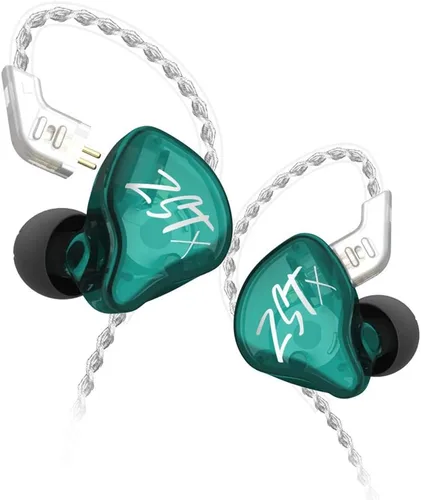 Vista 11 de Audífonos intrauriculares KZ ZST X, auriculares con controlador doble híbrido dinámico mejorado ZSTX, audífonos estéreo HiFi IEM con cable Negro