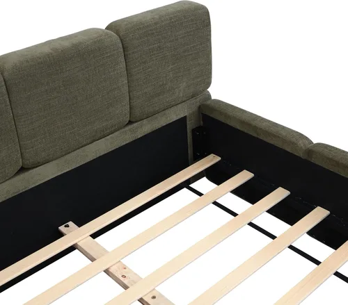 Vista 9 de Harper & Bright Designs Boucle - Base de cama de plataforma, tamaño Queen, plataforma estilo bloque, cama tapizada con conexión a tierra