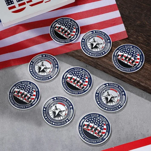 Vista 4 de Huquary 20 monedas militares de desafío para veteranos, monedas de agradecimiento por tu servicio, regalos para el día de los veteranos, regalos