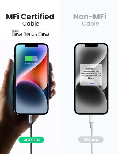 Vista 3 de UGREEN Cable USB C a Lightning de 3 pies - Cable Lightning con certificación MFi compatible con iPhone 14/14 Pro/14 Pro Max, iPhone