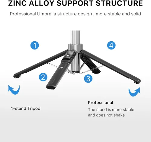 Vista 3 de MYBAT PRO - Trípode para selfie stick con control remoto, 4 en 1 extensible portátil Bluetooth Selfie Stick con luces y trípode para teléfono
