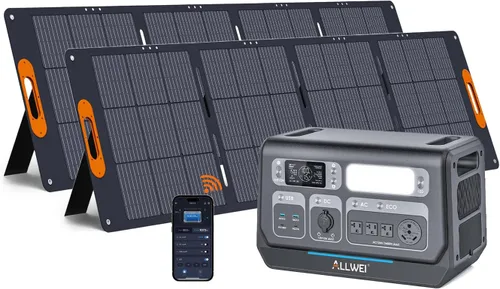 Vista 11 de ALLWEI - Estación de energía portátil 300 W (pico 600 W) mejorada, banco de batería LiFePO4 de 256 Wh, generador solar con 6 puertos de salida