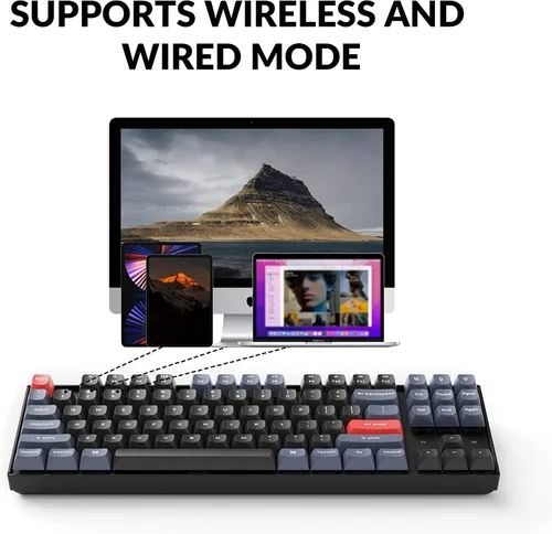 Vista 2 de Keychron K8 Pro QMKVIA Teclado mecánico inalámbrico TKL personalizable con cable macro programable con interruptor Gateron G Pro marrón