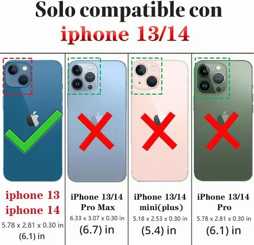 Vista 2 de Funda para iPhone 13 con protector de pantalla HD, soporte giratorio de grado militar de 360° (resistente) a prueba de golpes para iPhone 13/14