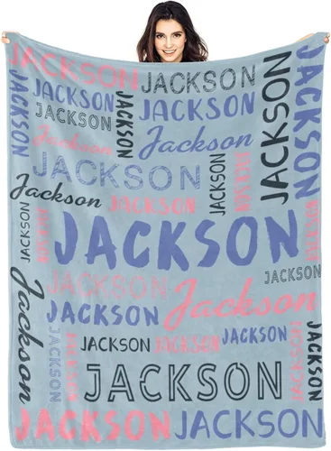 Vista 33 de Manta personalizada con nombre, manta personalizada con nombre y texto para adultos, niños, cumpleaños, Navidad, Día de la Madre, Padre, Día de San