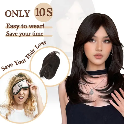 Vista 5 de UDU Toppers para el cabello para mujer, para adelgazar, pelo sintético, piezas de pelo para mujeres, múltiples capas, largo, lacio, ondulado