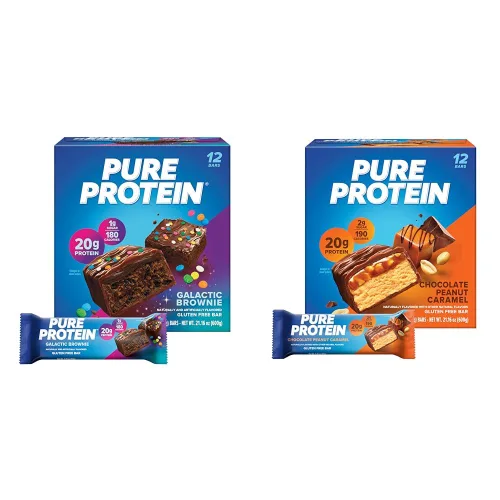 Vista 10 de Pure Protein - Barras de proteína masticable con chispas de chocolate, 0.71 oz de proteína, 36 unidades 0.11 oz de azúcar, 190 calorías, aperitivo