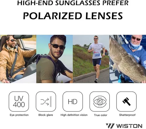 Vista 2 de WISTON Lentes de sol polarizados deportivos para hombres y mujeres, marco sin montura Tr90, para correr, pesca, béisbol, conducir, W8001