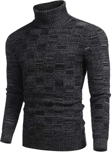 Vista 4 de COOFANDY Suéter de punto de cuello alto para hombre