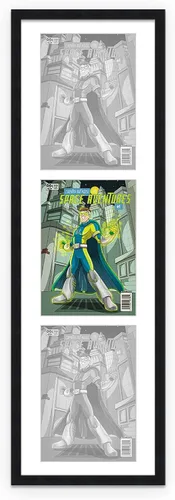 Vista 65 de Marco de cómic blanco mate para cómics publicado entre 1938 y 1955 (marco de madera maciza de cómic de la edad dorada) hecho para mostrar 4 cómics