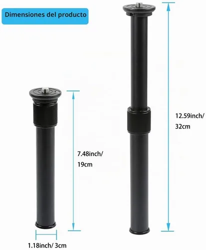 Vista 3 de Trípode Centro Columna Extensión Extensor Telescópica 2 Sección Polo Rod para Foto Studio Monopod Cámara DSLR