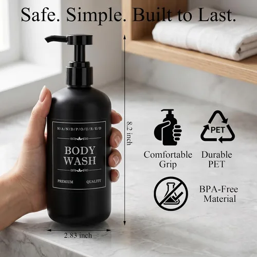 Vista 7 de Dispensador de champú y acondicionador, paquete de 3, botellas de ducha