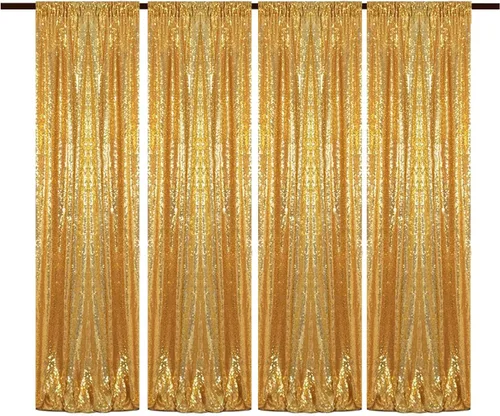 Vista 52 de Cortinas de Fondo de Lentejuelas Negras Cortinas Brillantes con Purpurina 2FTx8FT 2 Paneles para Decoraciones de Bodas Fiestas de Cumpleaños