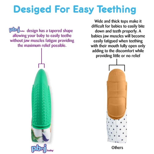 Vista 5 de PBnJ Baby Manopla de dentición de silicona con texturas sensoriales, juguete para morder, paquete de 2 Chupete de dentición, juguete de dentición