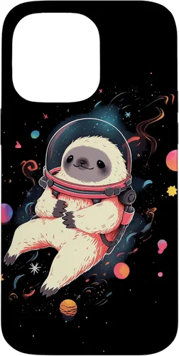 Vista 21 de Sloth Floating in Space Planets Stars Sloth Lover Case for iPhone 16