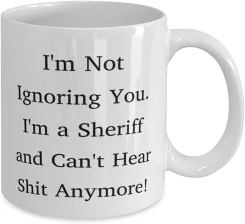 Vista 2 de Sarcastic Sheriff 11oz 15oz Mug, I'm Not Ignoring You. I'm a!, Gifts For Colleagues, Present From Colleagues, Cup For Sheriff, Funny, Law