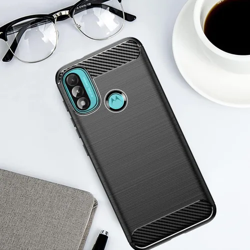 Vista 6 de Osophter Funda para Moto E20 con 2 unids Protector de pantalla de absorción de golpes Flexible TPU Caucho Protector de teléfono celular