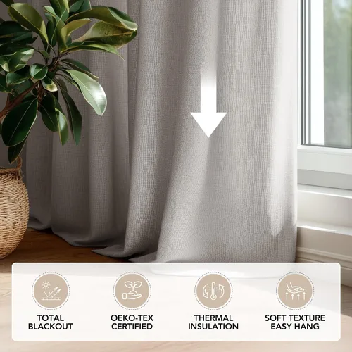 Vista 209 de Deconovo Cortinas opacas 100% con forro negro, cortinas con ojales aisladas térmicamente que reducen el ruido, doble capa para oscurecer