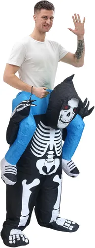 Vista 6 de IHGYT Inflatable Skeleton Carry Me on The Shoulder Costume Ride Costumes Air Blow up Suit party dress Halloween and Christmas Cosplay Adult