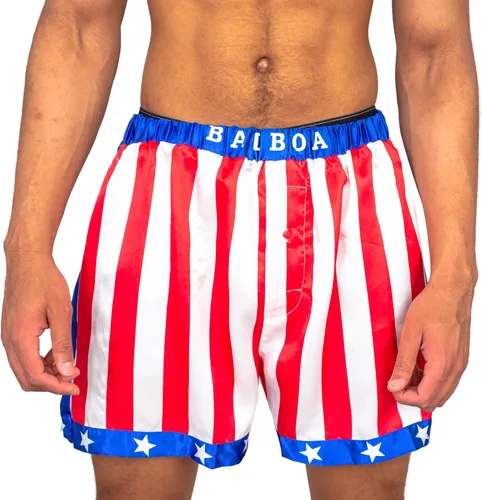 Vista 4 de Balboa Apollo Movie Boxing American Flag Shorts para hombre y mujer