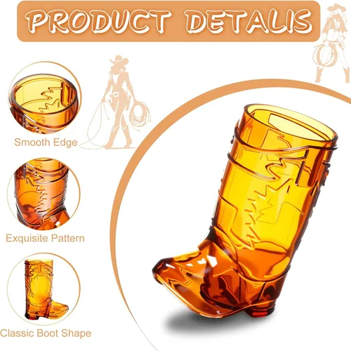 Vista 4 de SAIAOKJ Vasos de Chupito en Forma de Bota de Vaquero, 12 Piezas de 1 Onza Vasos de Chupito Mini de Plástico en Forma de Bota, Vasos de Plástico