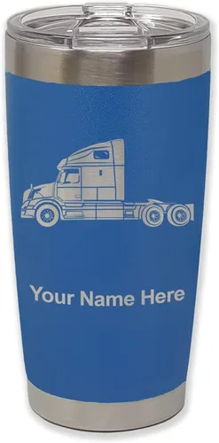 Vista 28 de LaserGram Taza aislada al vacío de 20 onzas, cabina de camión, grabado personalizado incluido (negro)