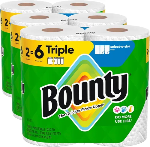 Vista 15 de Bounty Select-A-Size - Toallas de papel, impresiones, 2 rollos triples = 6 rollos regulares Prints