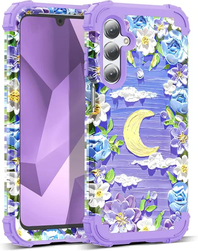 Vista 73 de Funda para Galaxy A14 5G Case, Patrón Floral 3 en 1 Protección Resistente de Servicio Pesado a Prueba de Golpes Parachoques de Goma de Silicona