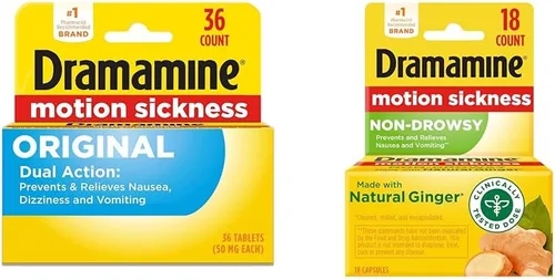 Vista 10 de Dramamine masticable, Alivio del mareo por movimiento, sabor a naranja, 4 unidades Chewables for Nausea Relief During Travel, Prevent & Relieve