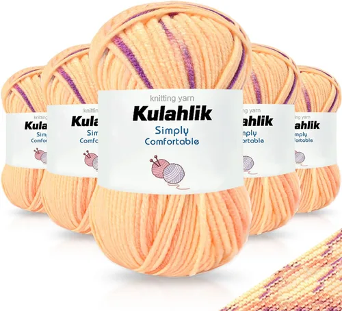Vista 130 de 50g (1x50g) Hilo Acrílico para Crochet y Tejido, Hilo Degradado Colorido, 1 Rollo de Madejas, Hilo Acrílico Multicolor, Perfecto para Proyectos