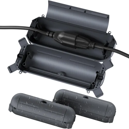 Vista 19 de Flemoon [Paquete de 3] Cubierta de cable de extensión para exteriores, impermeable, resistente a la intemperie, caja de conexión eléctrica