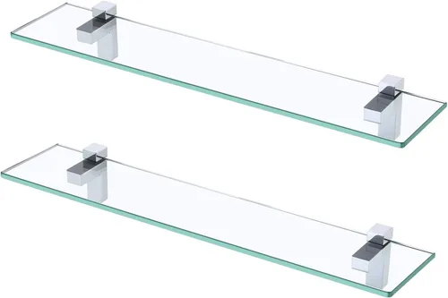 Vista 23 de KES BGS3201S40-2 - Estante de cristal de pared para baño, estante de 16 pulgadas montado en la pared, acabado de níquel cepillado, BGS3201S40-2